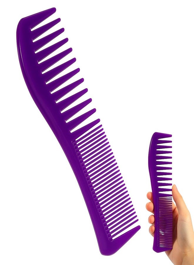 SIMPOR Detangling Hair Comb for Women Double Tooth with Wide and Fine Teeth Shower Combs for Wet Curly Style Barber Comb for Thin Thick Curly Straight Hair for Women Men Purple - Image 1